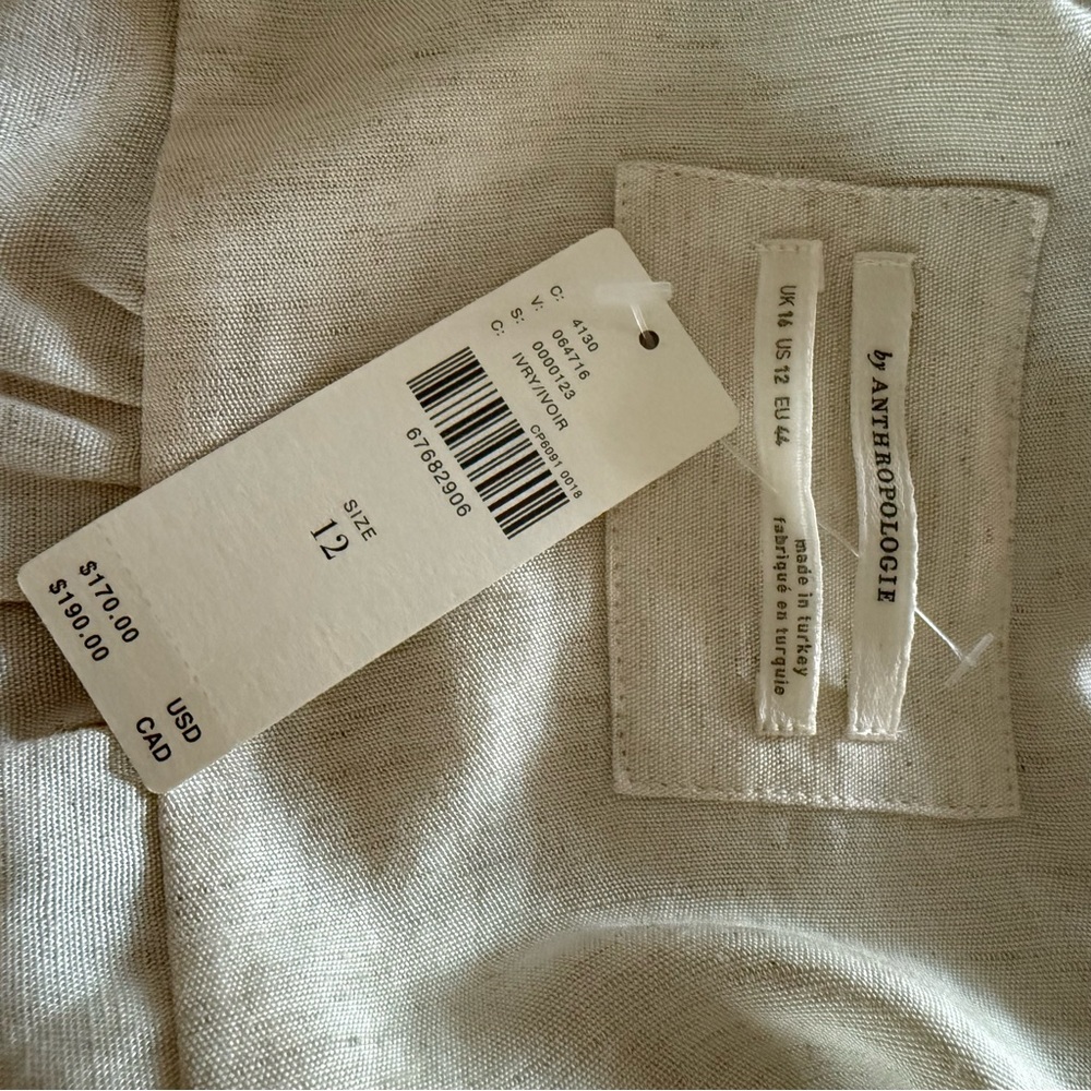 Anthropologie V-Neck Knot Front Midi Dress ⚜️Ivory⚜️ Size 12 - Picture 13 of 16